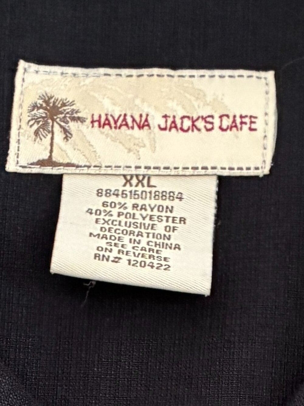 Havana Jack's Cafe Palm Tree Paneled Men's Camp Shirt Black Tan Cream Size XXL - Picture 3 of 7